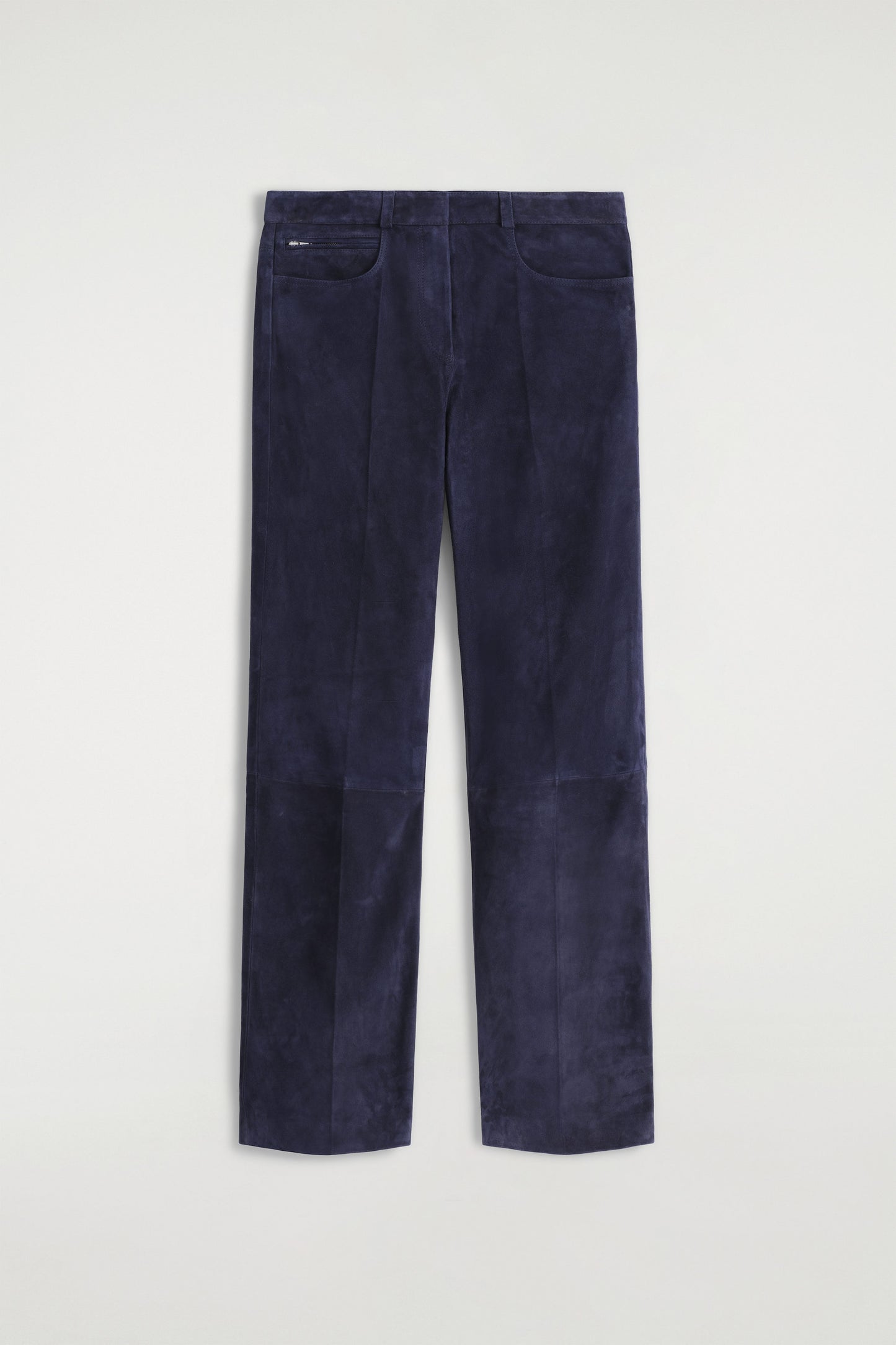 Suede Straight-Leg Trousers