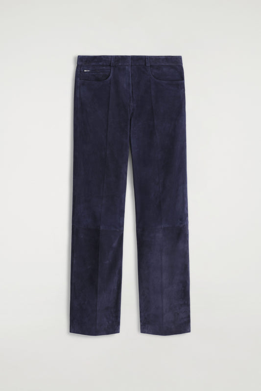 Suede Straight-Leg Trousers