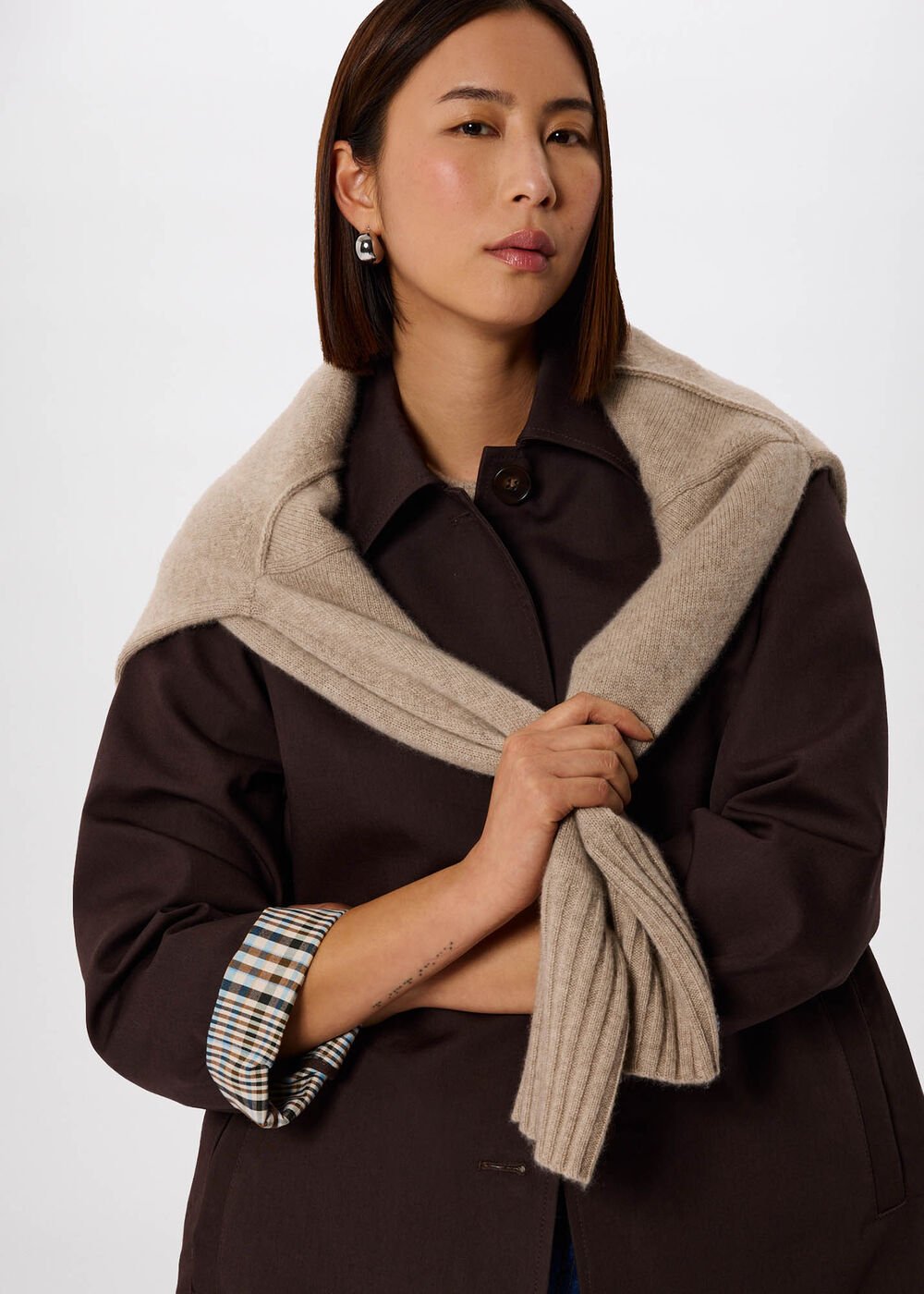 Brown Check Lined Car Coat