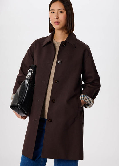 Brown Check Lined Car Coat