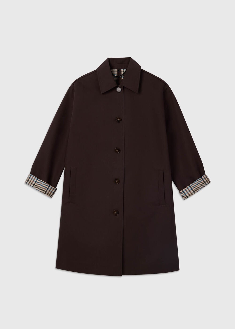 Brown Check Lined Car Coat