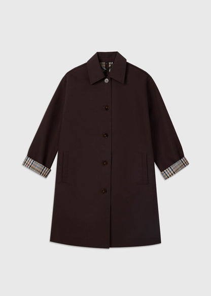 Brown Check Lined Car Coat