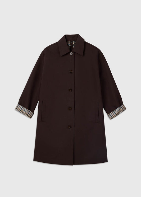 Brown Check Lined Car Coat