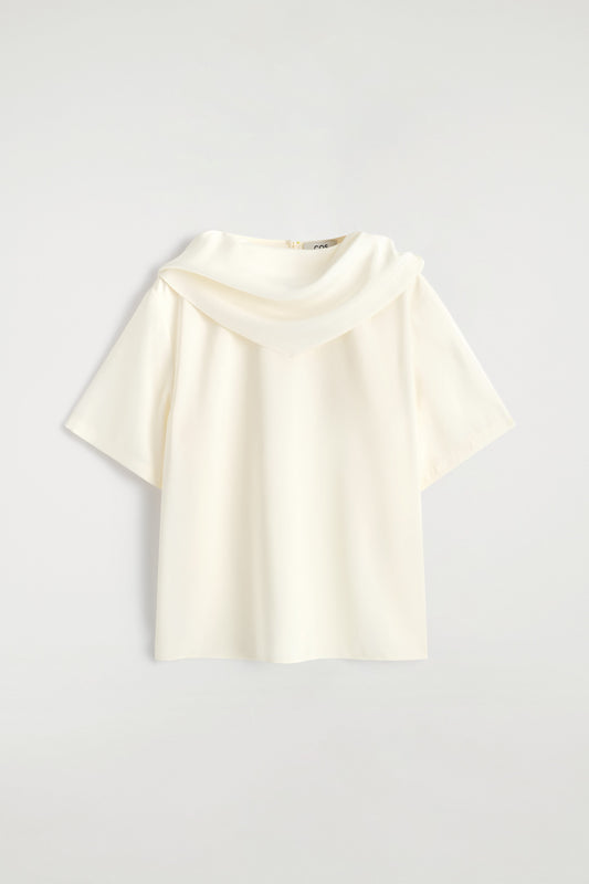 Draped Scarf-Detail Top