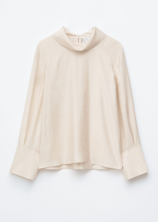 Folded Stand-Collar Blouse