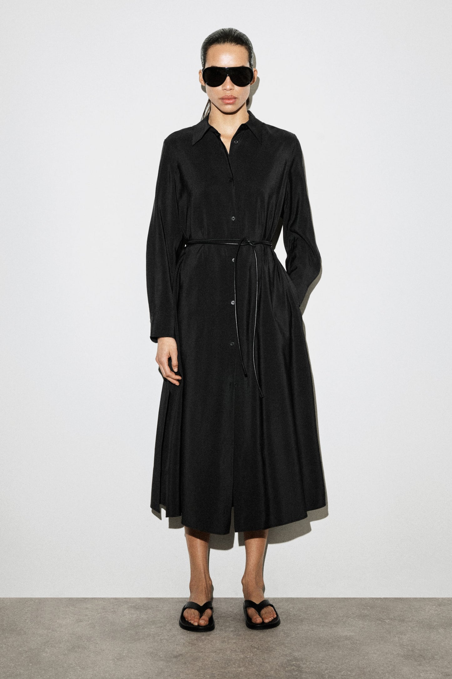 Fluid Midi Shirt Dress