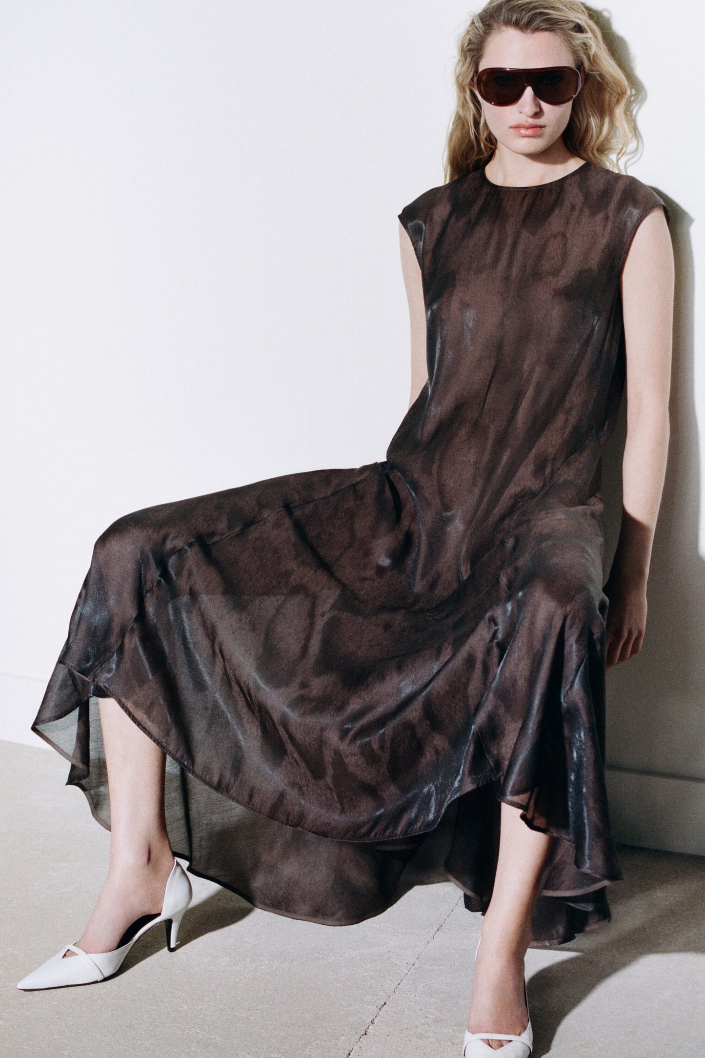 Animal-jacquard midi dress