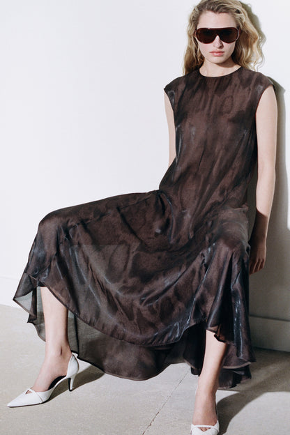 Animal-jacquard midi dress