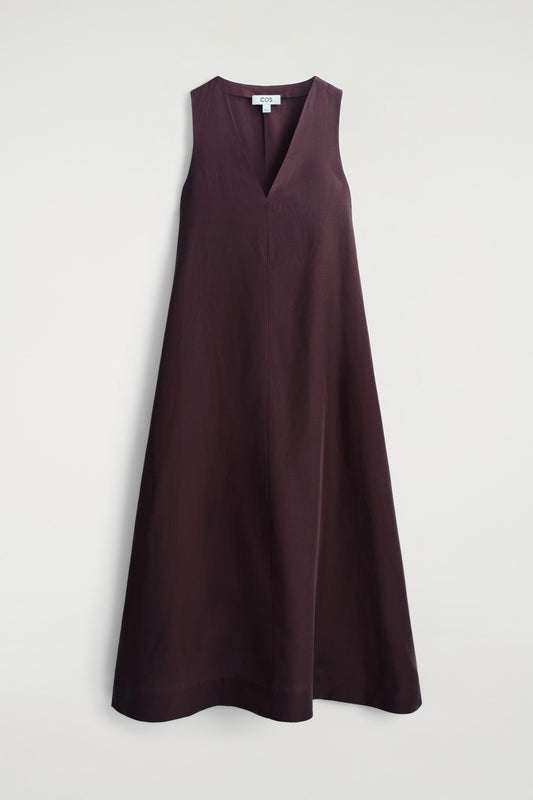 A-Line Linen-Blend Maxi Dress