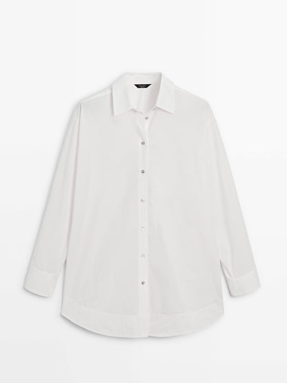 Cotton poplin oversize blouse