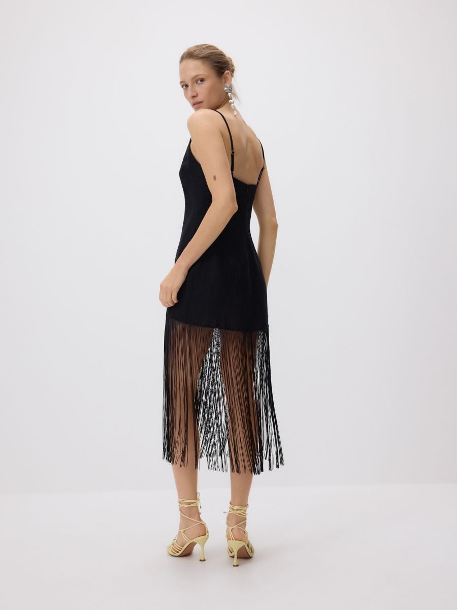 Linen dress with fringes