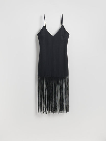 Linen dress with fringes