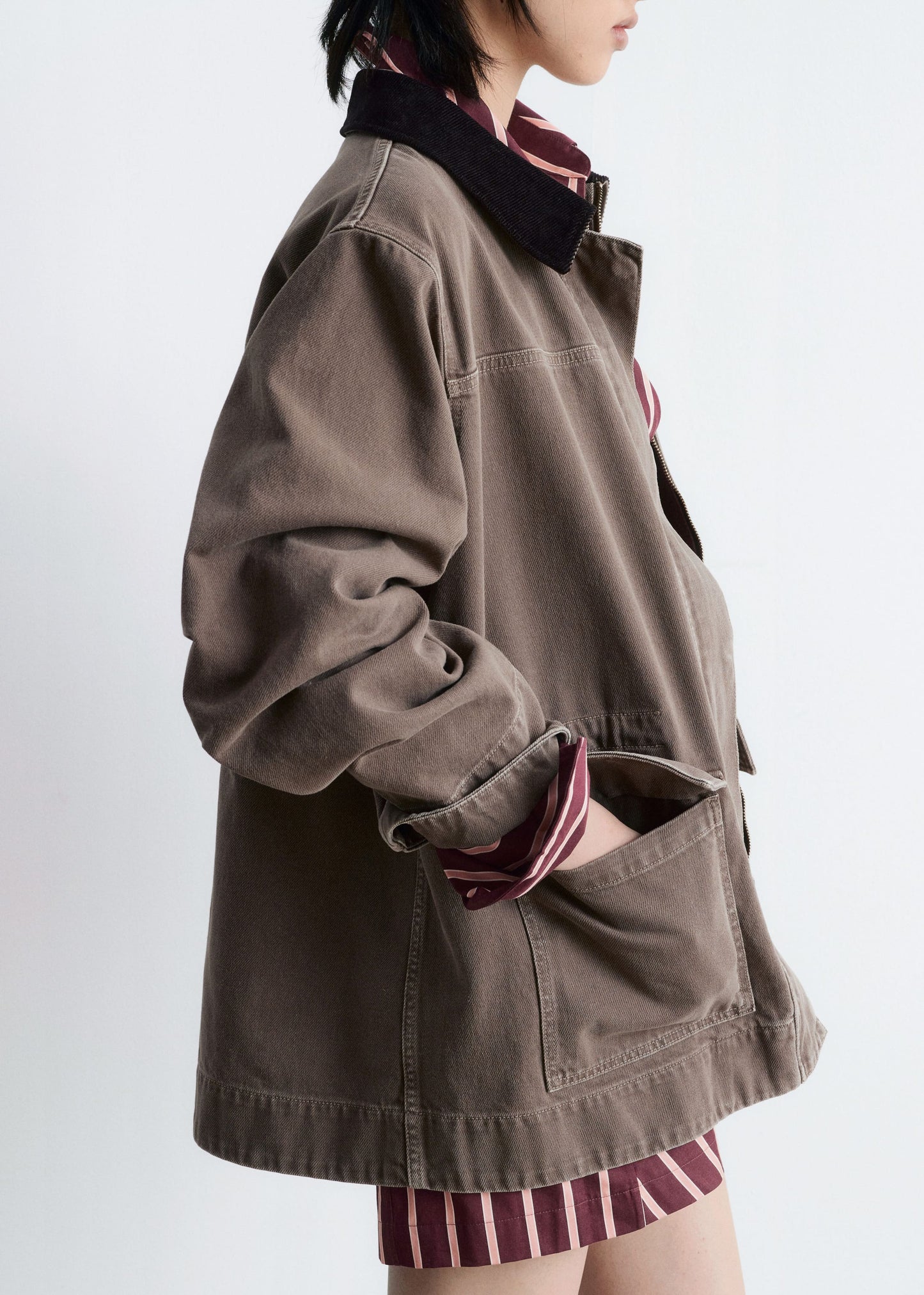 Cord-Collar Denim Jacket