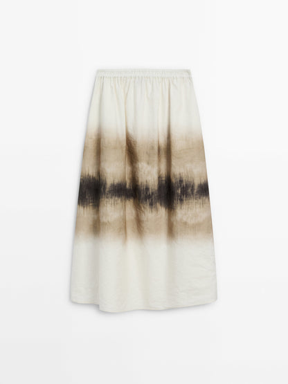 Ombré printed midi skirt