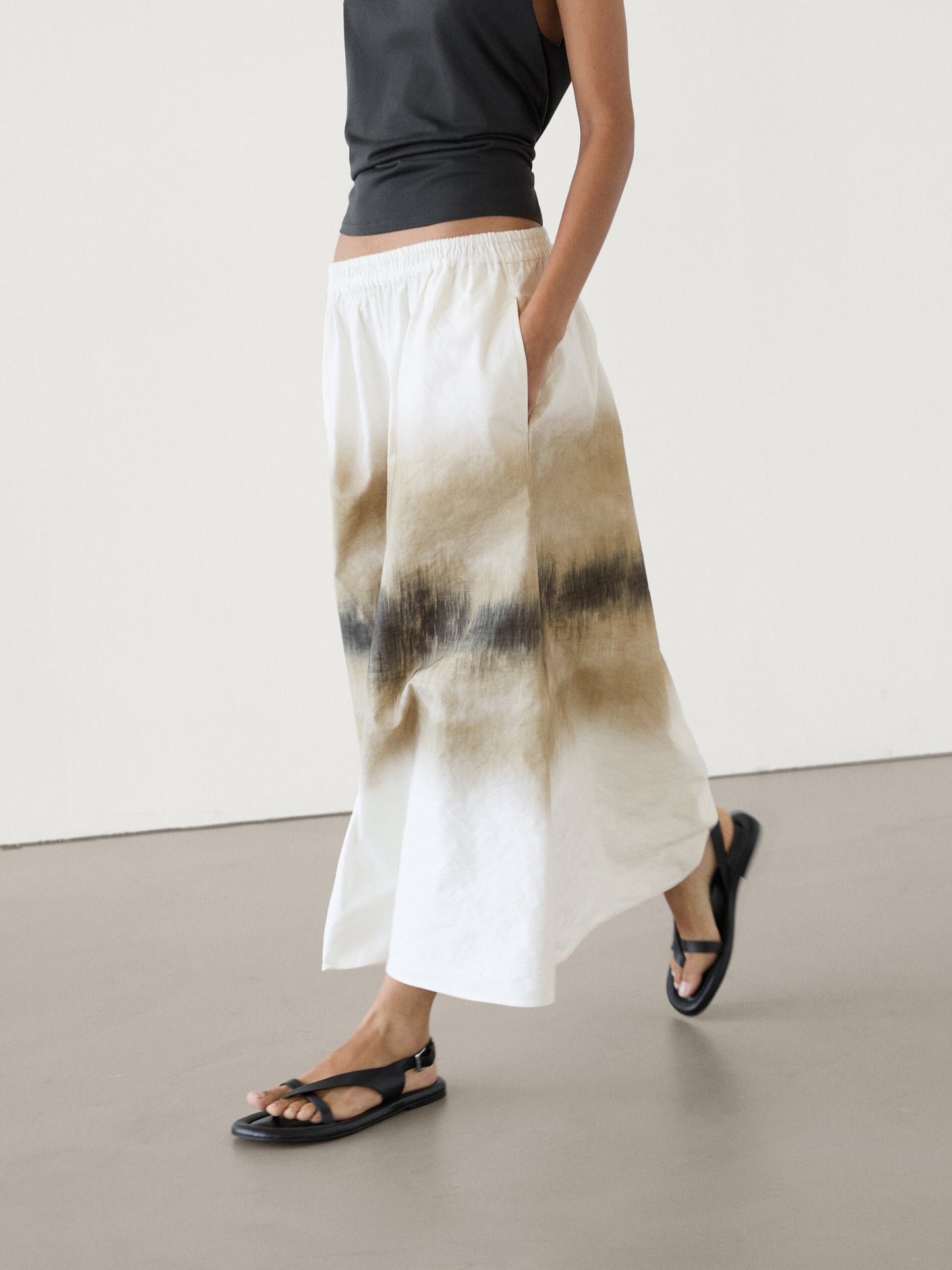 Ombré printed midi skirt