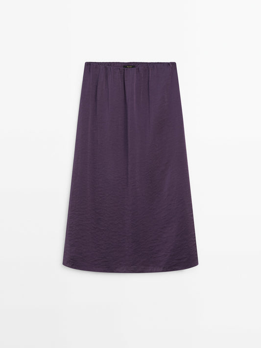 Lightweight midi skirt with lace trim co-ord