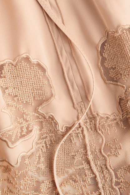 Lace-inset satin dress