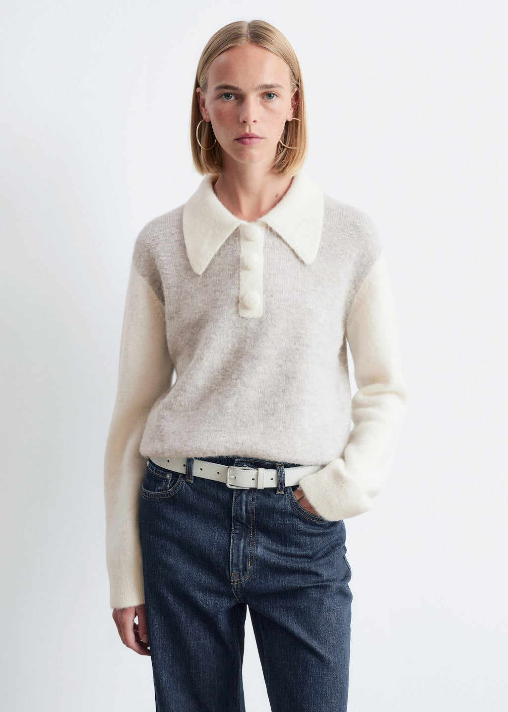 Alpaca-Blend Collared Jumper