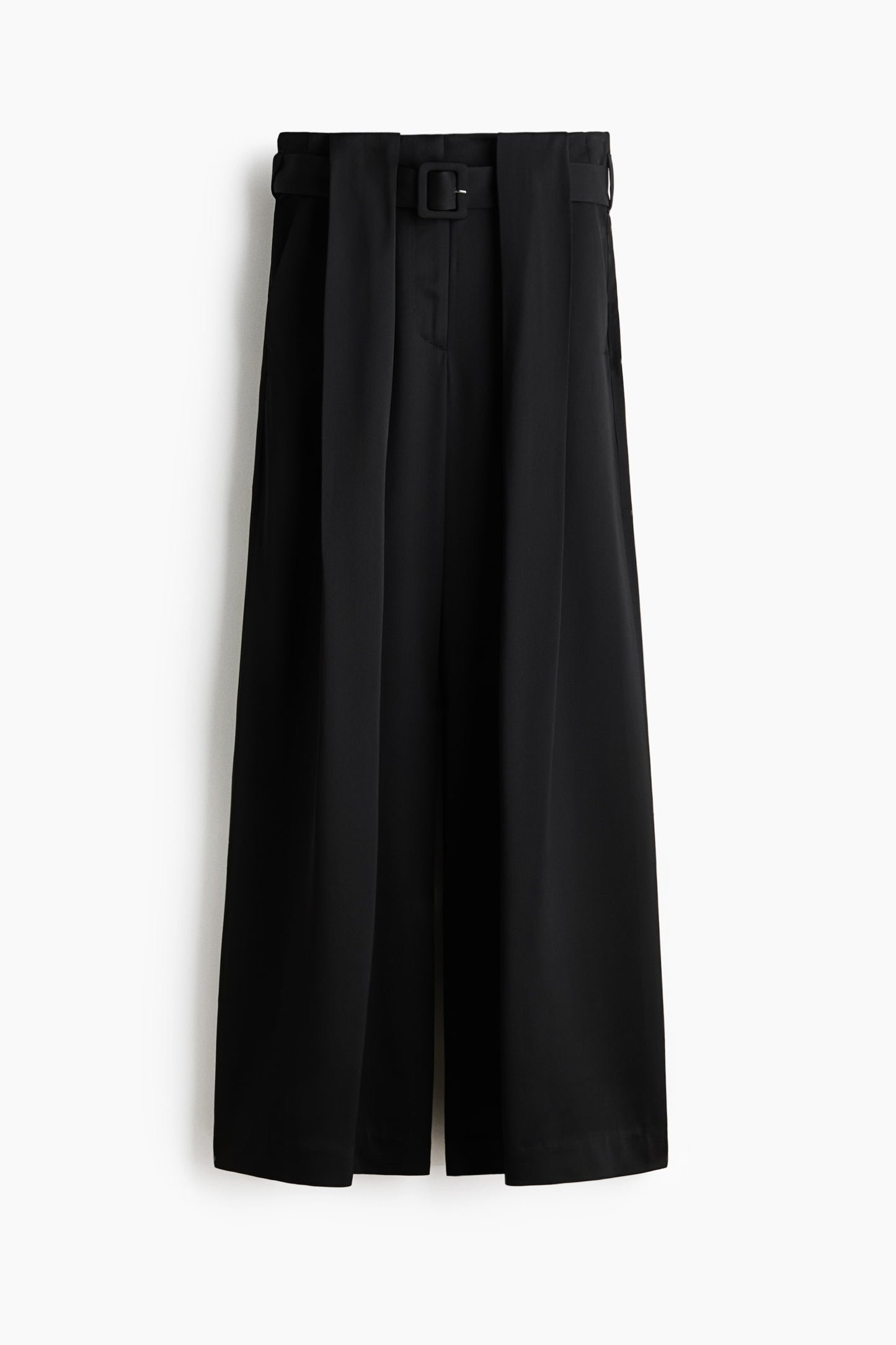 Belted pleat-detail trousers