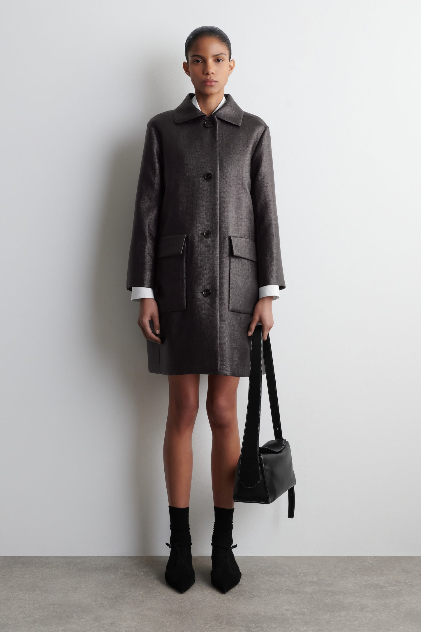 Textured Single-Breasted Coat