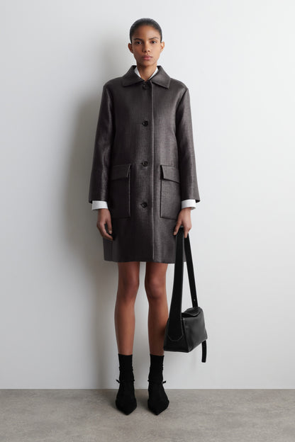 Textured Single-Breasted Coat