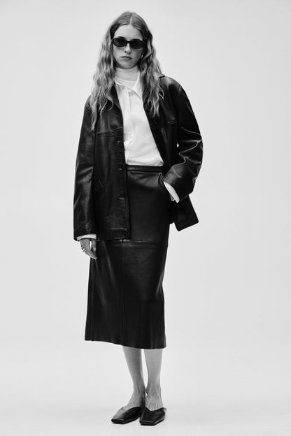 Leather pencil skirt