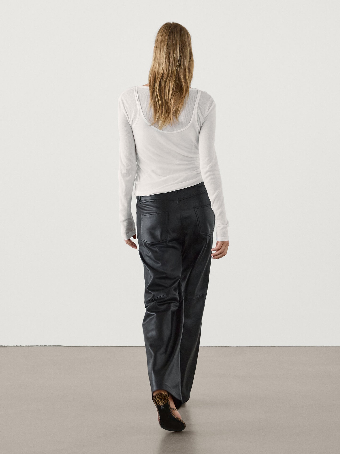 Straight fit nappa leather trousers