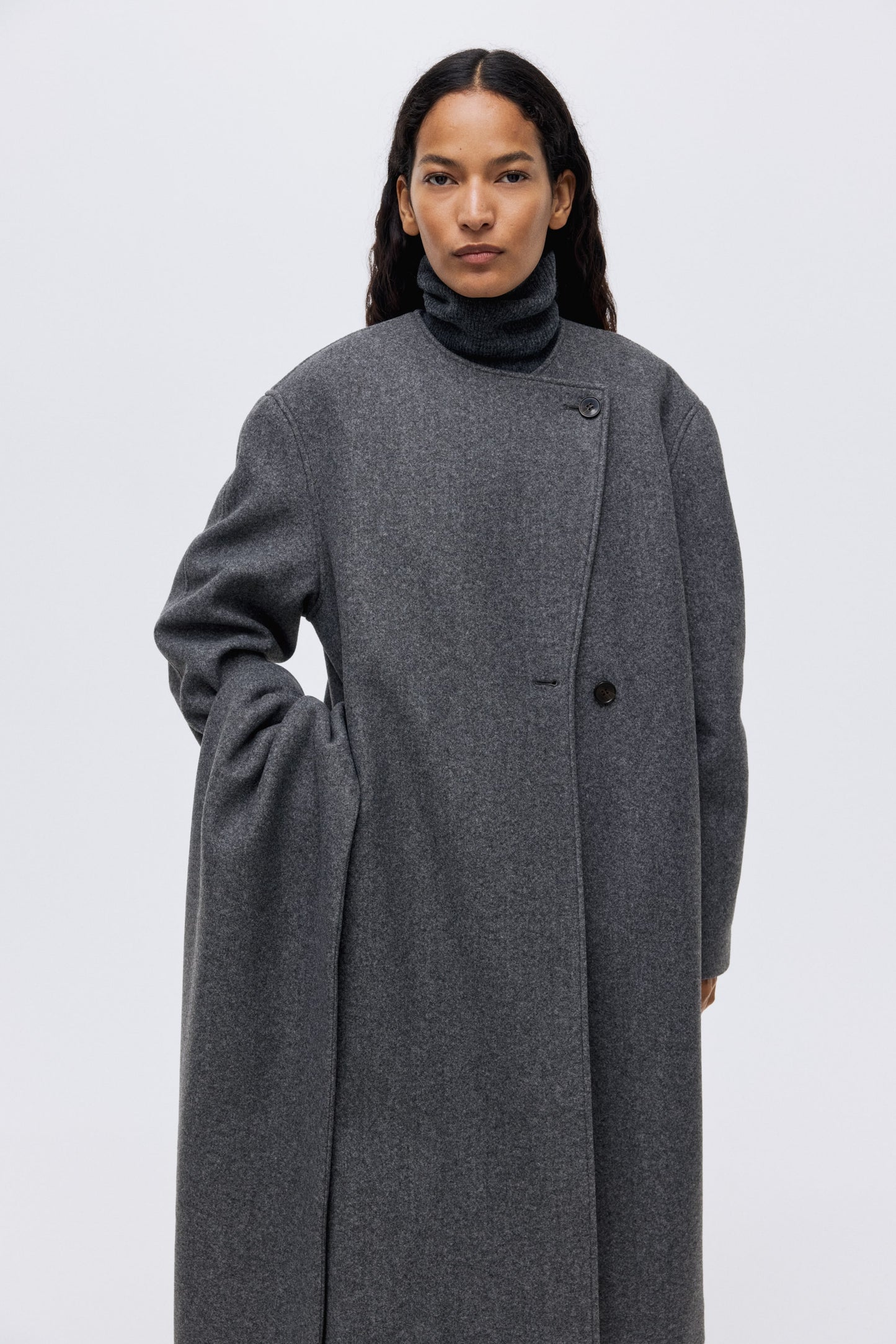 Scarf-detail coat
