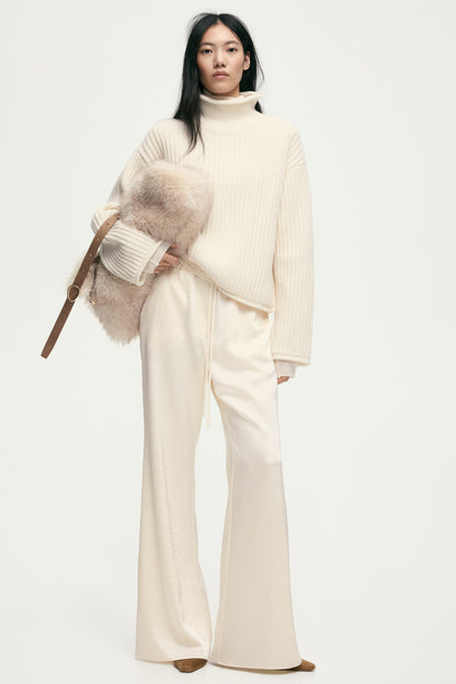 Rib-knit wool jumper