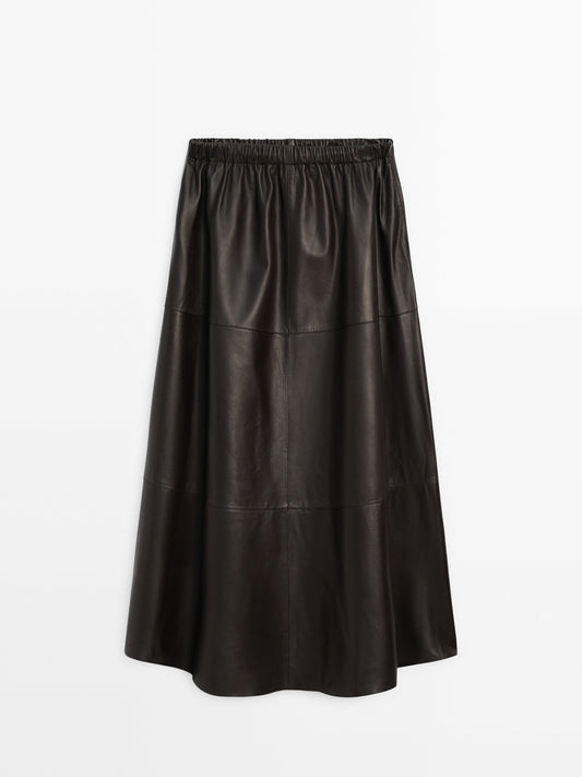 Nappa leather midi skirt