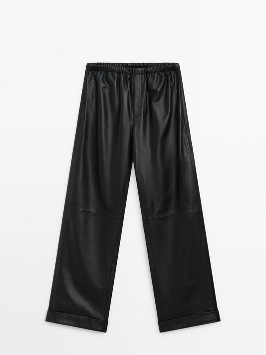 Nappa leather jogger trousers