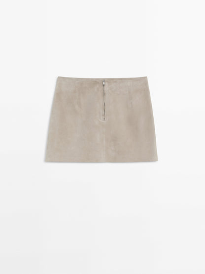 Short suede leather skirt