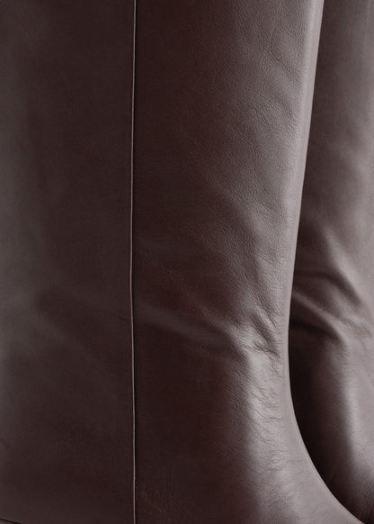 Kitten Heel Leather Knee Boots