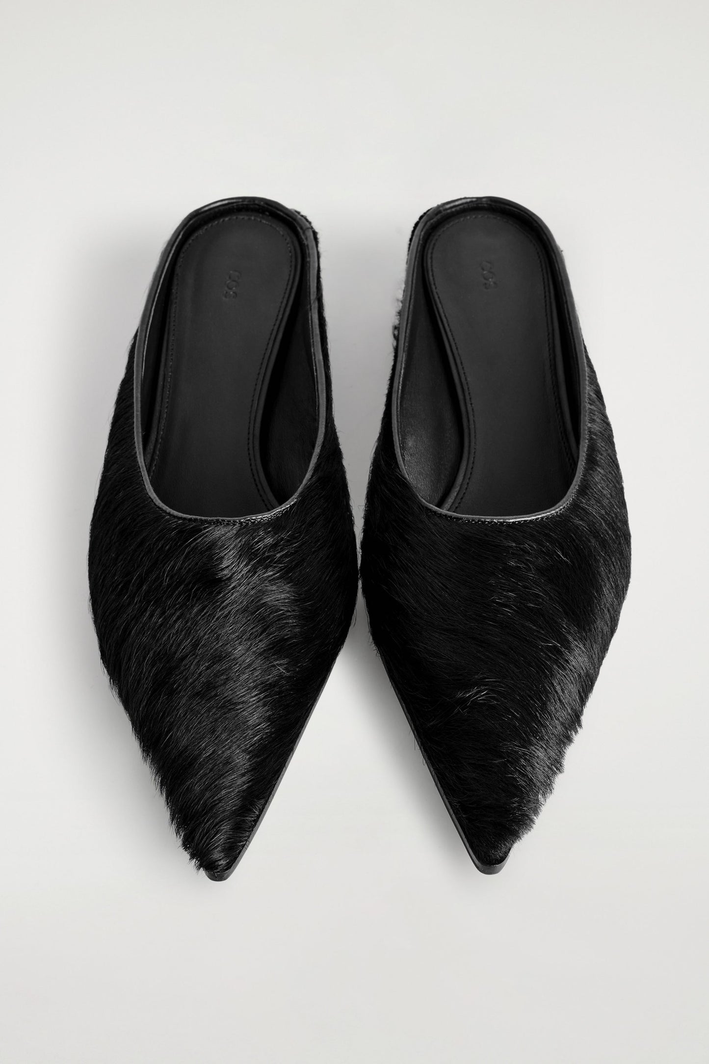 Pointed Pony Hair Mules