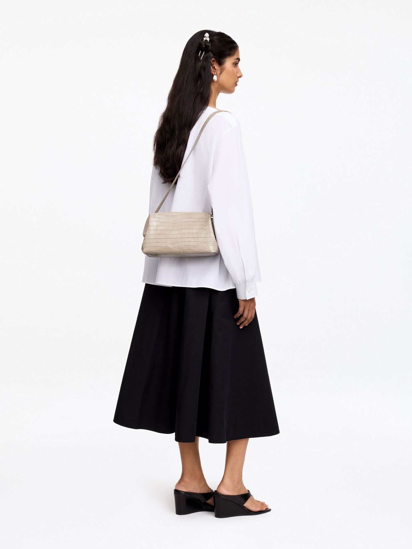 Croco-Embossed Leather Clutch