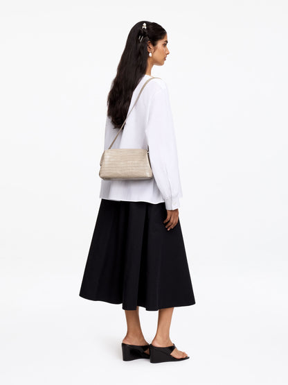 Croco-Embossed Leather Clutch