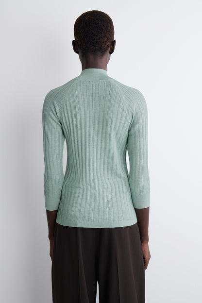Sheer Ribbed-Knit Top