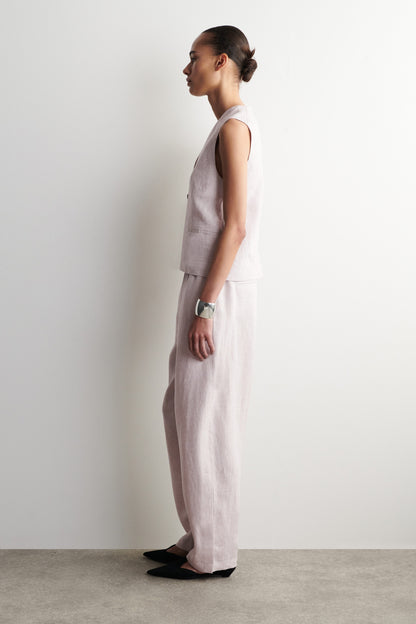 Elasticated Linen Barrel-Leg Trousers