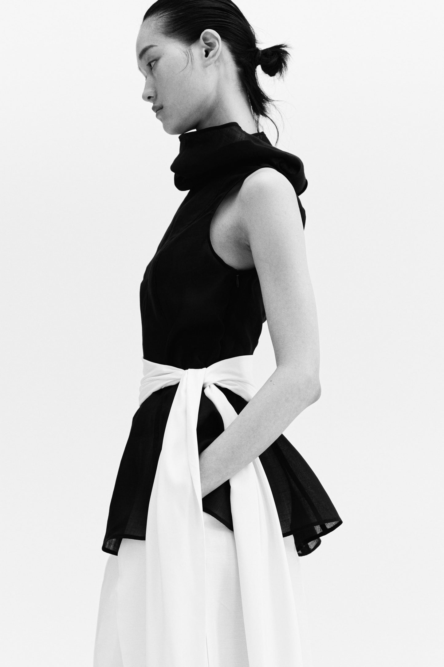 Ramie-blend peplum top