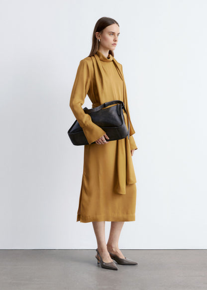 Scarf-Neck Midi Dress