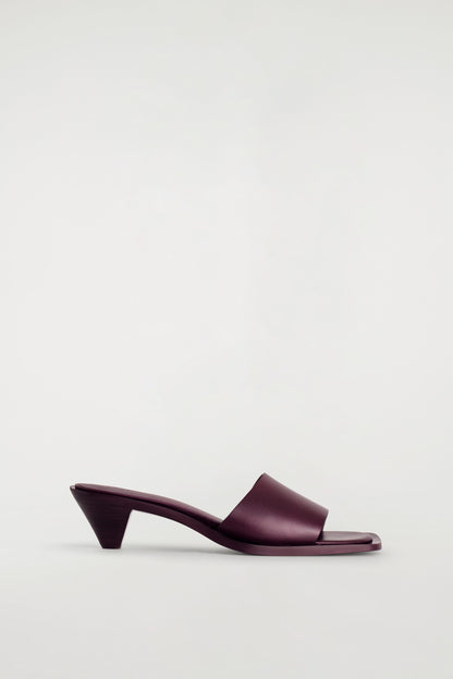 Leather Kitten-Heel Mules