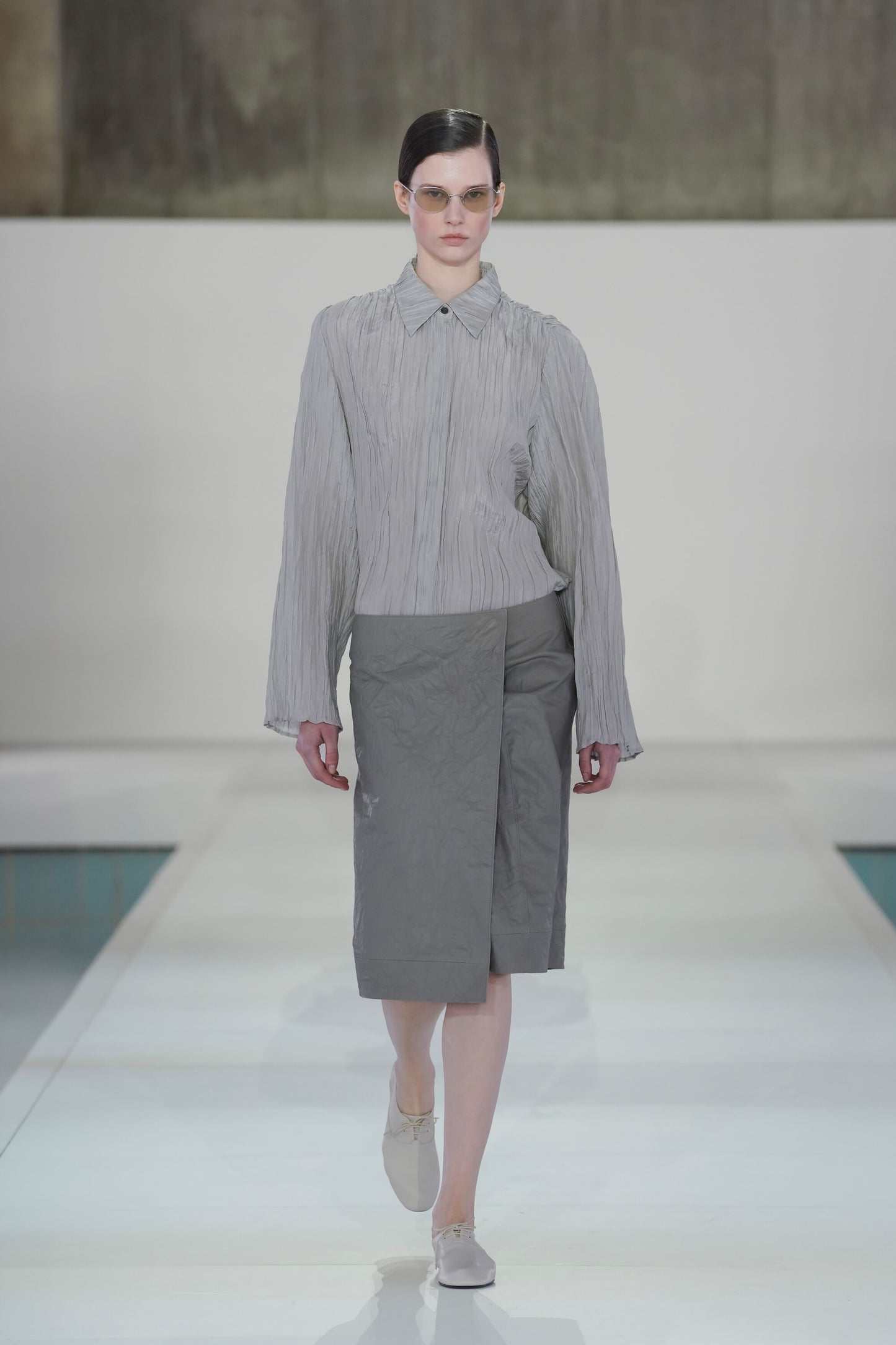 Textured-Leather Wrap Skirt