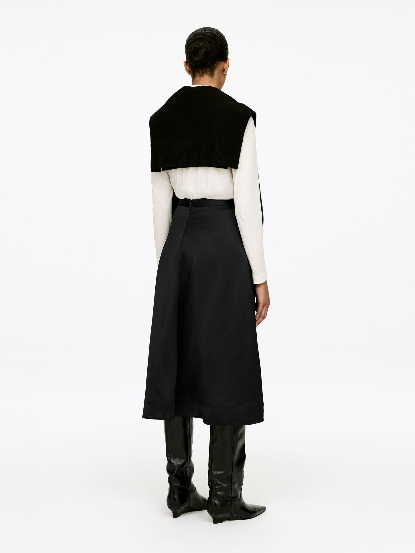 Circle-Cut Satin Skirt