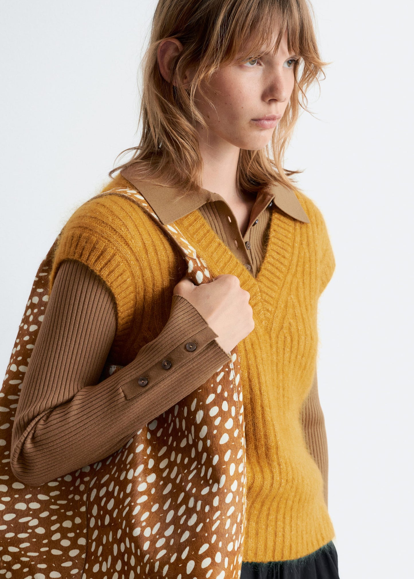 Deer-Print Leather Tote