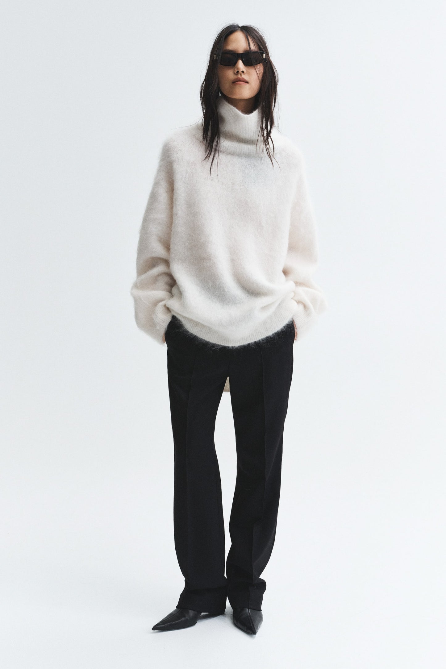 High-collar mohair-blend jumper