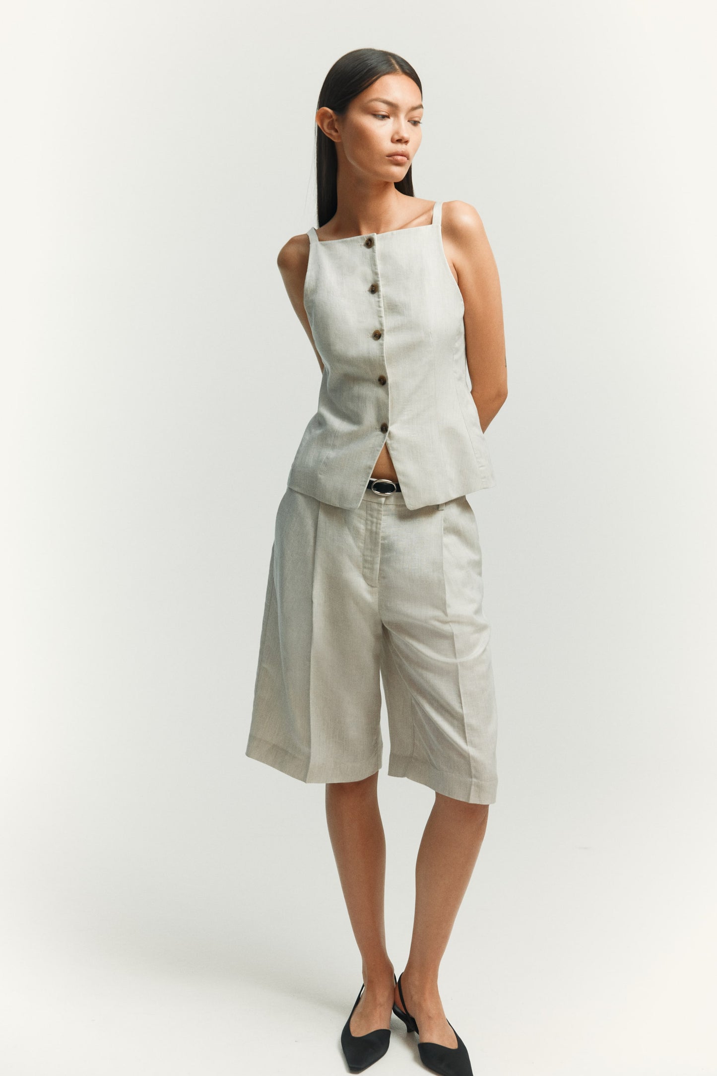 Linen-blend waistcoat