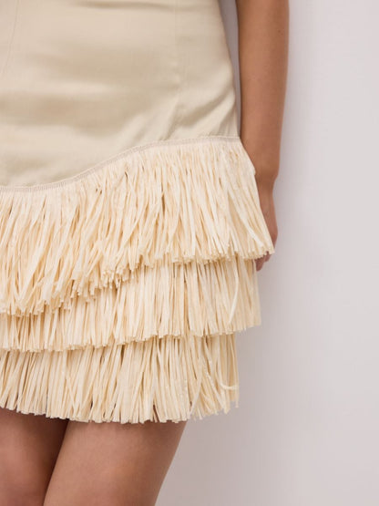 Bandeau dress with fringes