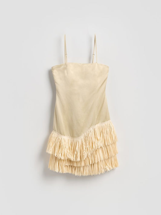 Bandeau dress with fringes