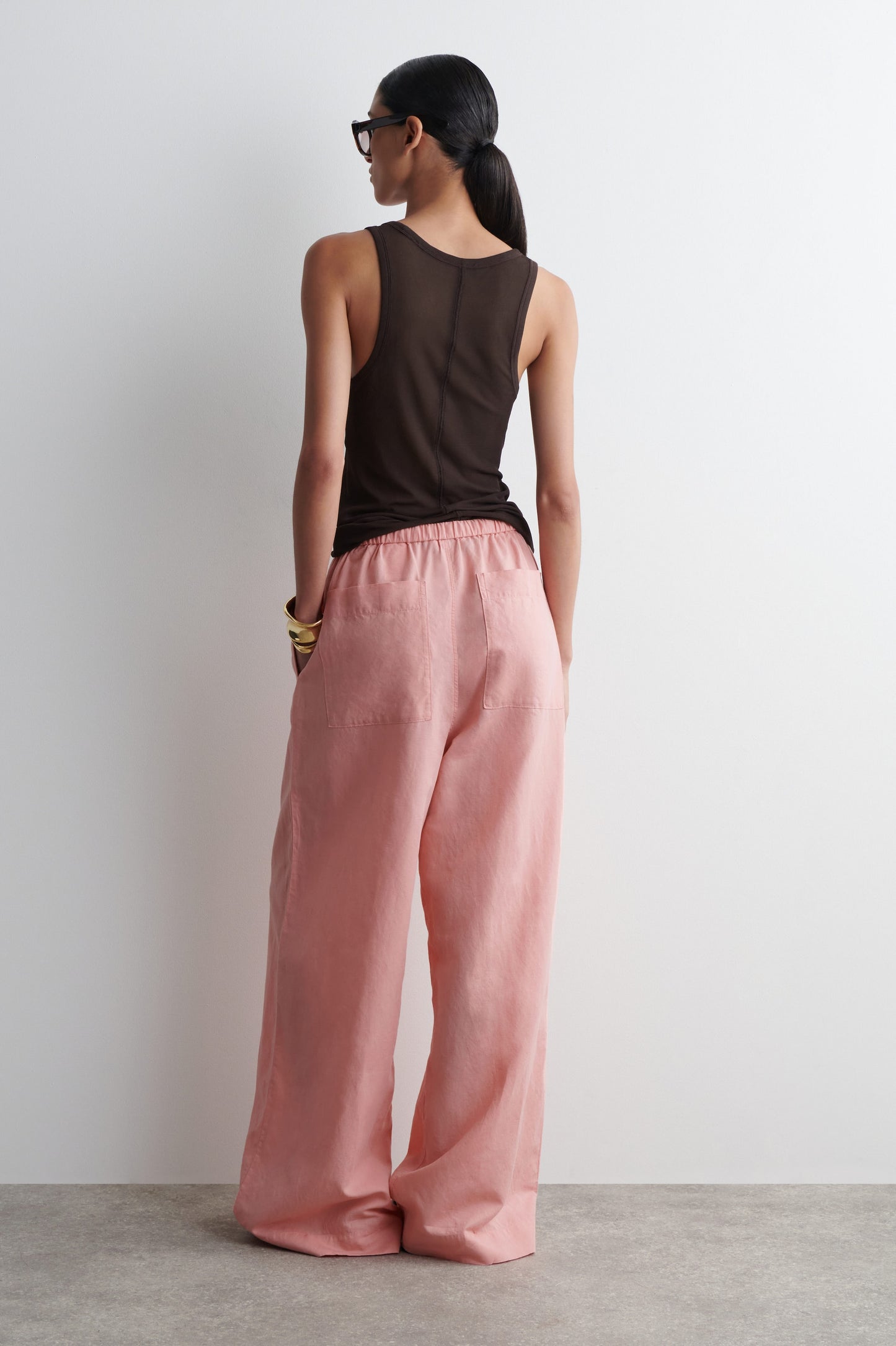 Wide-Leg Linen Drawstring Trousers
