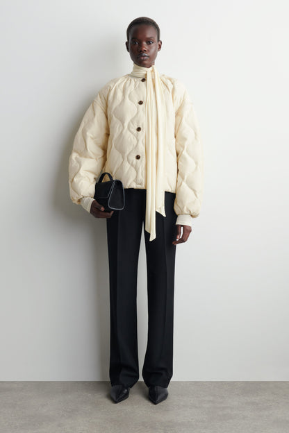 Gathered Quilted Down Jacket